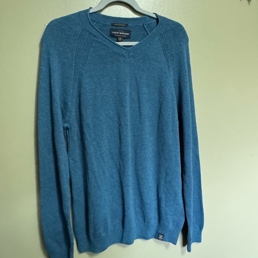 Lucky Brand‎ V Neck Sweater, Blue, Size M, NWT